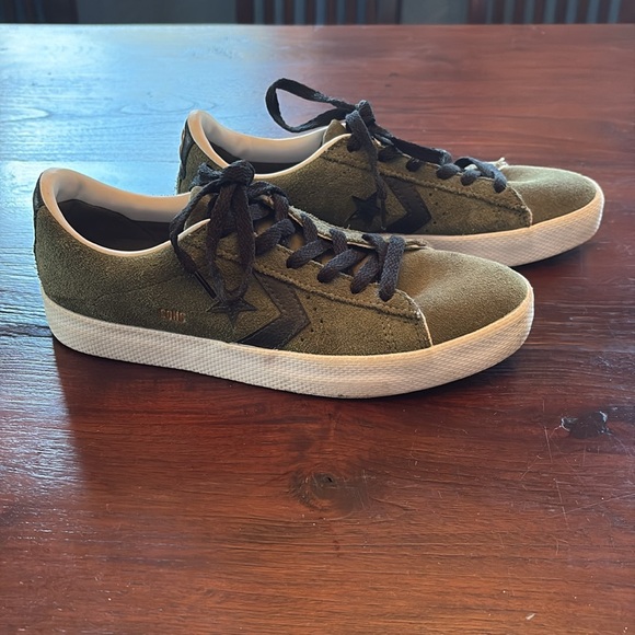 Converse Cons PL Pro OX in olive green suede  with black unisex W7, M5.5 - Picture 1 of 8